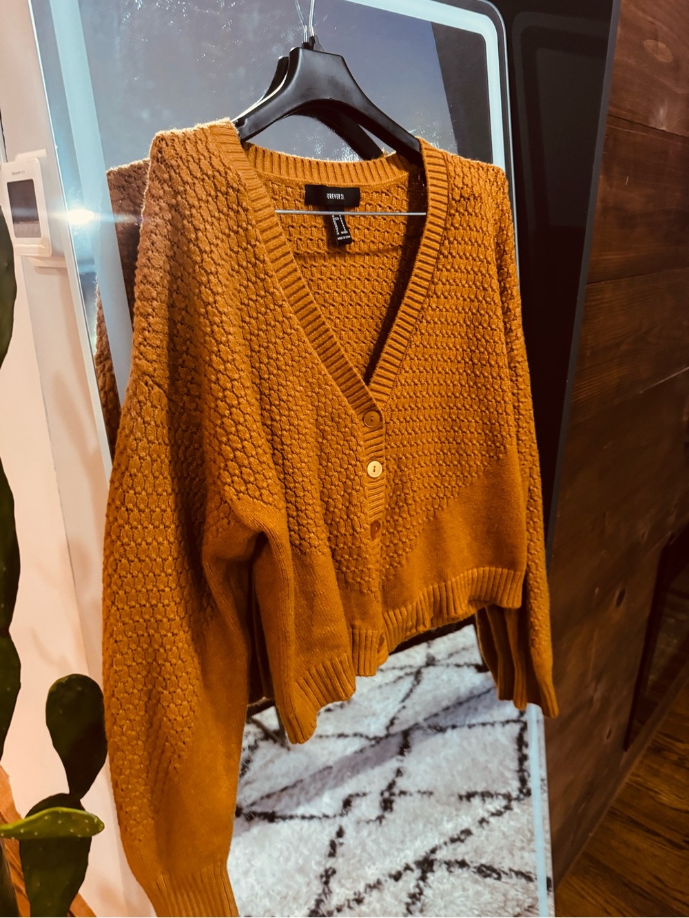 Forever 21 sz M fall pumpkin cozy and soft  V-Neck Chunky Knit Cardigan Sweater
